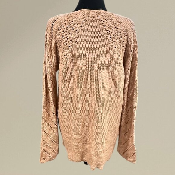 Blush Pink Open Knit V-Neck Sweater - Picture 2 of 2